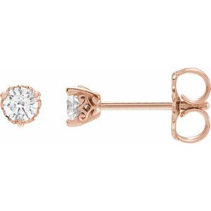 Lab-Grown Diamond Round 3-Prong Scroll Stud Earrings - Style 88183