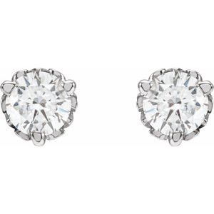 Lab-Grown Diamond Round 3-Prong Scroll Stud Earrings - Style 88183