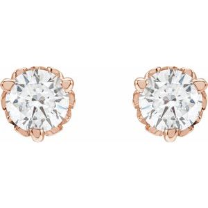 Lab-Grown Diamond Round 3-Prong Scroll Stud Earrings - Style 88183