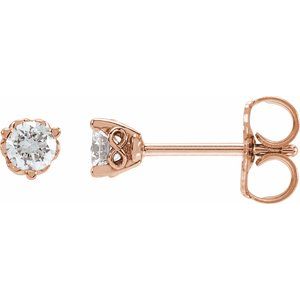 Ladies Natural Diamond Infinity-Inspired Earrings (I1, G-H) — 14K Rose Gold