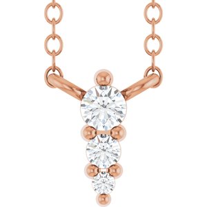 Ladies Natural Diamond Graduated Necklace (I1, G-H) — 14K Rose Gold
