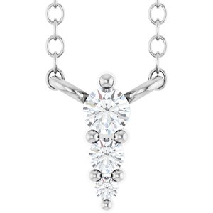 Ladies Natural Diamond Graduated Necklace (I1, G-H) — Sterling Silver
