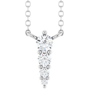Ladies Natural Diamond Graduated Necklace (I1, G-H) — 14K White Gold