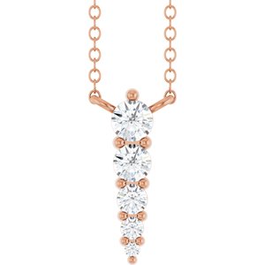 Ladies Natural Diamond Graduated Necklace (I1, G-H) — 14K Rose Gold