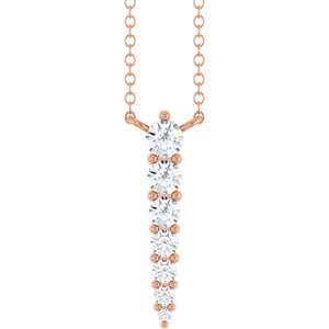 Ladies Natural Diamond Graduated Necklace (I1, G-H) — 14K Rose Gold