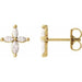 Ladies Natural Diamond Cross Earrings — 14K Yellow Gold