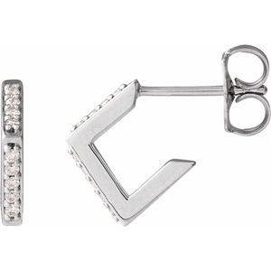 Ladies Natural Diamond Geometric Earrings (I1, G-H) — Sterling Silver