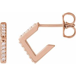 Ladies Natural Diamond Geometric Earrings (I1, G-H) — 14K Rose Gold