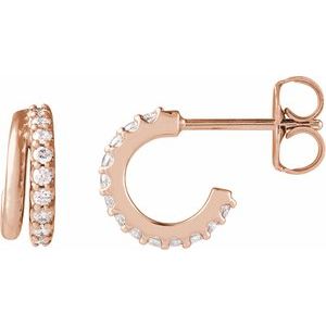 Ladies Natural Diamond Hoop Earrings (I1, G-H) — 14K Rose Gold