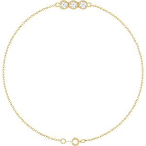 Ladies Natural Diamond Three-Stone Line Bracelet (I1, G-H) — 14K Yellow Gold