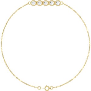 Ladies Natural Diamond Five-Stone Line Bracelet (I1, G-H) — 14K Yellow Gold