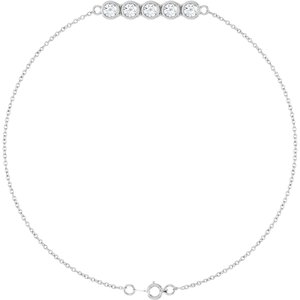 Ladies Natural Diamond Five-Stone Line Bracelet (I1, G-H) — 14K White Gold
