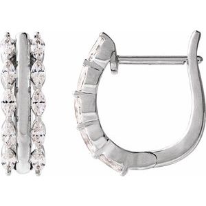 Ladies Natural Diamond Hinged 15 mm Hoop Earrings (I1, G-H) — 14K White Gold