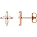 Ladies Natural Diamond Cross Earrings — 14K Rose Gold