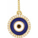 Ladies Natural Diamond Blue Enameled Evil Eye Pendant — 14K Yellow Gold
