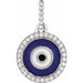 Ladies Natural Diamond Blue Enameled Evil Eye Pendant — Sterling Silver