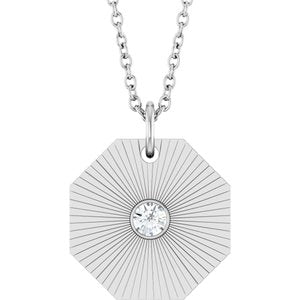 Ladies Natural Diamond Medallion Necklace (I1, G-H) — 14K White Gold