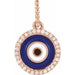 Ladies Natural Diamond Blue Enameled Evil Eye Pendant — 14K Rose Gold