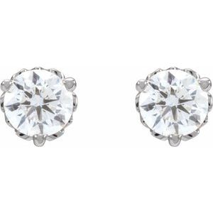 Lab-Grown Diamond Round 3-Prong Scroll Stud Earrings - Style 88183
