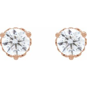 Lab-Grown Diamond Round 3-Prong Scroll Stud Earrings - Style 88183