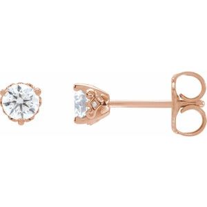Lab-Grown Diamond Round 3-Prong Scroll Stud Earrings - Style 88183