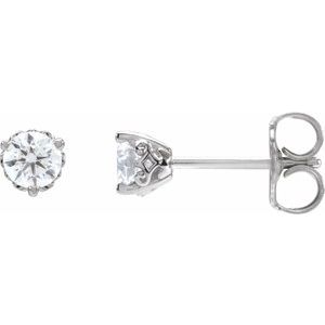 Lab-Grown Diamond Round 3-Prong Scroll Stud Earrings - Style 88183
