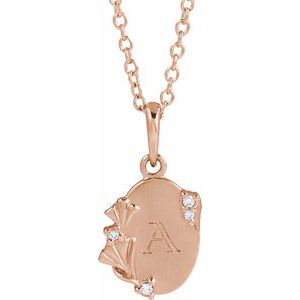 Ladies Natural Diamond Engravable Floral Necklace (I1, G-H) — 14K Rose Gold