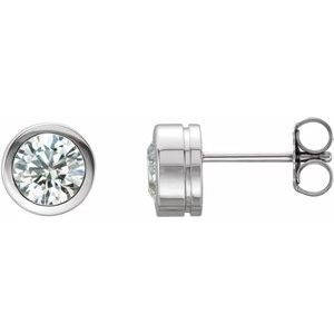 Ladies Natural Diamond Bezel-Set Earrings (I1, G-H) — 14K White Gold