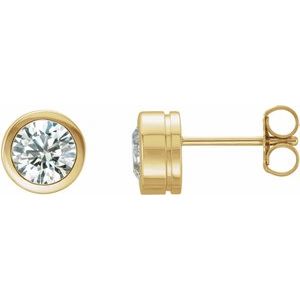 Ladies Natural Diamond Bezel-Set Earrings (I1, G-H) — 14K Yellow Gold