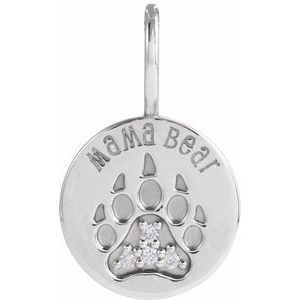 Ladies Natural Diamond Mama Bear Pendant (I1, G-H) — 14K White Gold