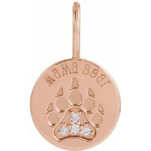 Ladies Natural Diamond Mama Bear Pendant (I1, G-H) — 14K Rose Gold
