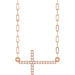 Ladies Natural Diamond Sideways Cross Necklace (I1, G-H) — 14K Rose Gold