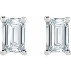 Lab-Grown Diamond Emerald 4-Prong Stud Earrings