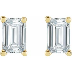Lab-Grown Diamond Emerald 4-Prong Stud Earrings