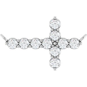 Ladies Natural Diamond Sideways Cross Necklace Center (Si2-Si3, G-H) — Platinum