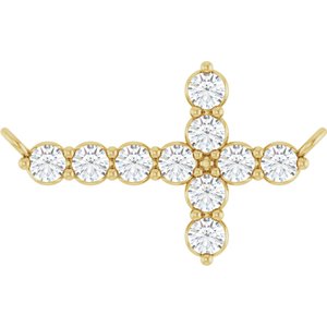 Ladies Natural Diamond Sideways Cross Necklace Center (I1, G-H) — 14K Yellow Gold