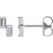 Ladies Natural Diamond Two-Stone Stud Earrings — 14K White Gold