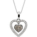 Ladies Natural White Brown Diamond Heart Necklace (I1-I2, H+) — 14K White Gold