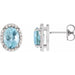 Ladies 5x3 mm Natural Aquamarine Natural Diamond Halo-Style Earrings — Sterling Silver