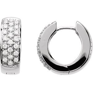 Ladies Natural Diamond Huggie Earrings (SI1, G-H) — 14K White Gold