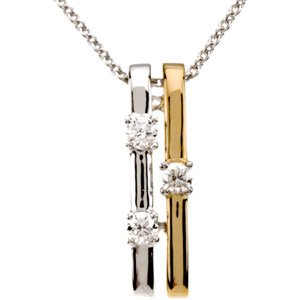 Ladies 14K White/ Natural Diamond Bar Necklace (I1, H-I) — 14K White/Yellow Gold