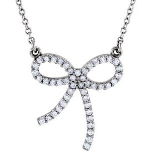 Ladies Natural Diamond Bow 16 1/ Necklace (Si1, G-H) — Platinum