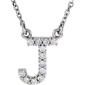 Ladies Natural Diamond Initial J Necklace (I1, G-H) — 14K White Gold