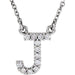 Ladies Natural Diamond Initial J Necklace (I1, G-H) — 14K White Gold