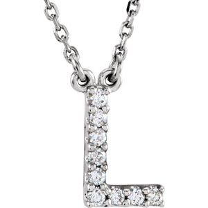 Ladies Natural Diamond Initial L Necklace (I1, G-H) — 14K White Gold