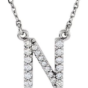 Ladies Natural Diamond Initial N Necklace (I1, G-H) — 14K White Gold