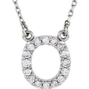 Ladies Natural Diamond Initial O Necklace (I1, G-H) — 14K White Gold