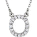 Ladies Natural Diamond Initial O Necklace (I1, G-H) — 14K White Gold