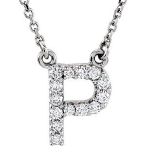 Ladies Natural Diamond Initial P Necklace (I1, G-H) — 14K White Gold