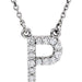 Ladies Natural Diamond Initial P Necklace (I1, G-H) — 14K White Gold